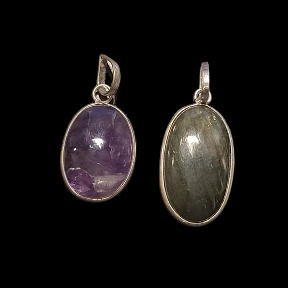 NEW Amethyst & Labradorite Sterling Silver Pendants - Picture 3 of 9